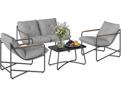 Outsunny tuinbankstel - Metaal, Textilene - 113,8 x 73,5 x 67 cm - Lichtgrijs