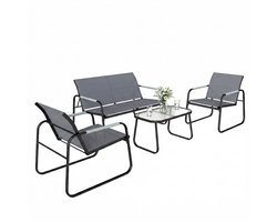 Outsunny-tuinbankstel - Staal, Texteline - Grijs