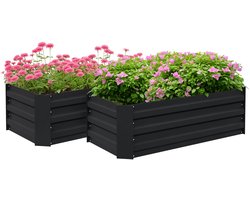 Outsunny tuinbed - Staal - 100x50x30cm - Zwart