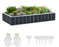 Outsunny tuinbed - Staal - 174x90x30cm - Grijs
