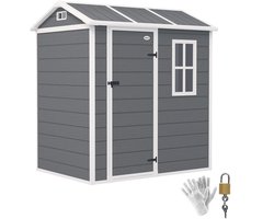 Outsunny tuinhuis - kunststof - aluminium - 186L x 130B x 199H cm