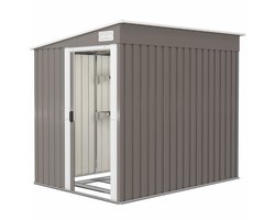 Outsunny tuinhuis met lessenaarsdak en schuifdeur - Gereedschapsschuur - Tuinberging - Opbergschuur - Lichtgrijs