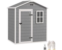 Outsunny Tuinhuis met opslagruimte-Kunststof, aluminium-182L x 121B x 200H cm-Grijs