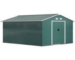 Outsunny - tuinhuis - staal - 386L x 340B x 200H cm - donkergroen