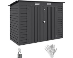 Outsunny - Tuinhuis - van Staal - 249 L × 121 B × 166/183 H cm - Grijs
