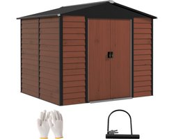 Outsunny - Tuinhuis - Verzinkt Staal - 240×206×198 cm - Teak