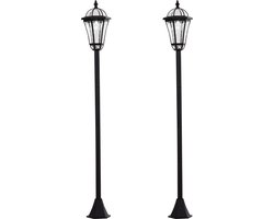 Outsunny - Tuinlantaarn - Solar - Set van 2 - 129 H cm - Zwart
