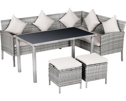 Outsunny - Tuinmeubelset - 5-delige - met Kussen - Grijs