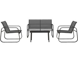 Outsunny - Tuinmeubelset - Staal - Mesh - Zwart