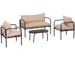 Outsunny - Tuinmeubelset - Staal - Polyester - Khaki