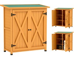 Outsunny Tuinopbergschuur Dennenhout 110L x 55B x 117H cm Geel