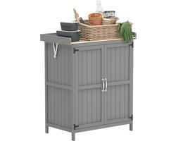 Outsunny Tuinopbergschuur Dennenhout, Roestvrij Staal 74L x 43B x 88H cm Grijs