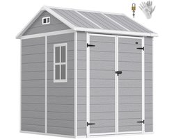 Outsunny Tuinopslagschuur Kunststof, Aluminium 181L x 181B x 220H cm Grijs