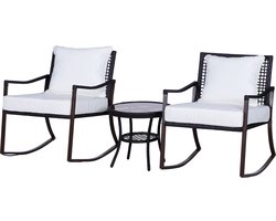 Outsunny Tuinset 7-delig Schommelstoel set zitgroep met kussens rotan bruin 863-030