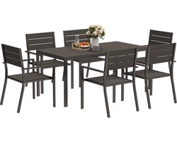Outsunny tuinset - 7 delig - stapelbaar - staal - HDPE - bruin