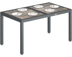 Outsunny tuintafel - gegalvaniseerd staal, PSPC - 140 x 80 x 72 cm - donkergrijs