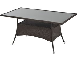 Outsunny- tuintafel - met glazen blad - metaal - polyrotan