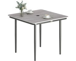 Outsunny tuintafel - Metaal, hout-kunststofcomposiet - 85 x 85 x 72,5 cm - Lichtgrijs