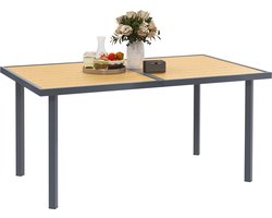 Outsunny tuintafel - Staal - 150x90x72cm - Natuurlijk hout