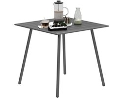Outsunny tuintafel – staal – 80x80x74 cm - grijs