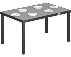Outsunny tuintafel - Staal, hout, kunststof - 140 x 90 x 74 cm - Grijs