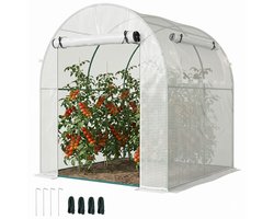 Outsunny Tunnel Green House-Staal, Kunststof-180L x 180B x 200H cm-Wit