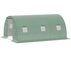 Outsunny Tunnelkas Gegalvaniseerd staal, PE-plastic 450L x 300B x 200H cm Groen
