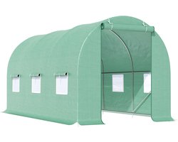 Outsunny - Tunnelkas - met Raam - 445L x 200B x 200H cm - Groen