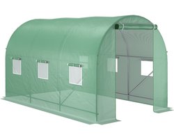 Outsunny tunnelkas - met raam - met rolldeur - groen