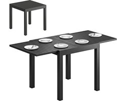 Outsunny Uitschuifbare Buiten Eettafel-Aluminium-160L x 80B x 75H cm-Zwart