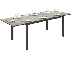 Outsunny Uitschuifbare Buiteneettafel Aluminium, Staal 240L x 90B x 74H cm Grijs