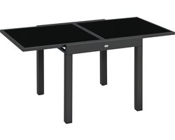Outsunny uitschuifbare eettafel voor buiten - Aluminium - 160x80x75cm - Grijs, Zwart