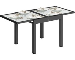 Outsunny uitschuifbare eettafel voor buiten - Aluminium - 160x80x75cm - Transparant