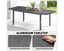 Outsunny uitschuifbare eettafel voor buiten - Aluminium, staal - 214 x 85 x 75 cm - Donkergrijs