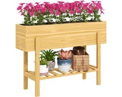 Outsunny verhoogde plantenbak - dennenhout - bruin
