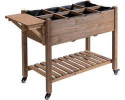 Outsunny-Verhoogde plantenbak-Drankje-123x54x87cm-Bruin
