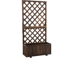 Outsunny verhoogde plantenbak - met trellis - donkerbruin