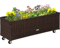 Outsunny verhoogde plantenbak - met wielen - bruin