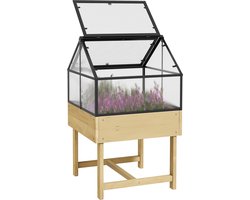Outsunny verhoogde plantenbak - Polycarbonaat - 60x57x103cm - Natuurlijk hout