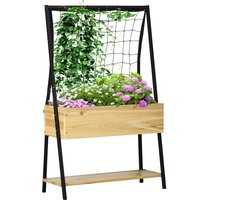 Outsunny verhoogde plantenbak - staal - dennenhout - natuurhout