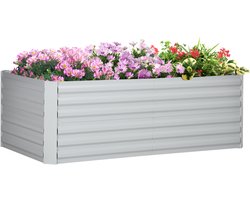 Outsunny verhoogde plantenbak - staal - lichtgrijs