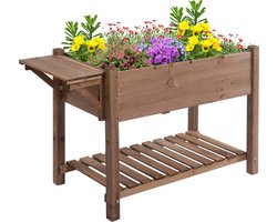 Outsunny verhoogde plantenbak - verdeeld in 8 gebieden - bruin