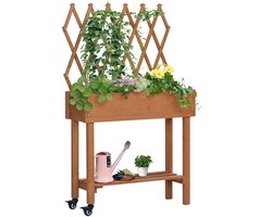 Outsunny Verhoogde plantenbak Vurenhout 79L x 29B x 130H cm Bruin