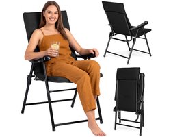 Outtec® Campingstoel Opvouwbaar - Klapstoel Buiten - Tuinstoelen Verstelbaar - Strandstoel Opvouwbaar - met Kussen - tot 120 kg - voor Tuin, Balkon, Strand
