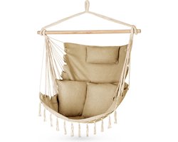Outtec® Hangstoel met 3 Kussens - 100x130x75cm, tot 140 kg - Boho Fringed Fauteuil, Zitzak, Schommel - voor Buiten, Tuin, Balkon, Huis