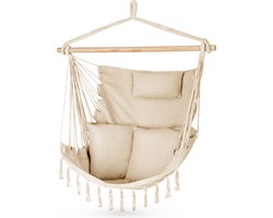 Outtec® Hangstoel met 3 Kussens - 100x130x75cm, tot 140 kg - Boho Fringed Fauteuil, Zitzak, Schommel - voor Buiten, Tuin, Balkon, Huis