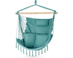Outtec® Hangstoel met 3 Kussens - 100x130x75cm, tot 140 kg - Boho Fringed Fauteuil, Zitzak, Schommel - voor Buiten, Tuin, Balkon, Huis