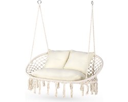 Outtec® Hangstoel XXL met 3 Kussens - tot 200kg - voor 2 Personen - Hangmand, Schommel voor Tuin, Terras, Balkon, Veranda - Boho Stijl
