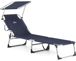 Outtec® Ligstoel met Verstelbaar Zonnescherm - Verstelbare Rugleuning - tot 120 kg - Ligbed - Tuinstoel - Campingstoel - Strandstoel - Lounger