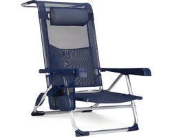 Outtec® Strandstoel, Campingstoel - tot 120 kg - met Hoofdsteun - Visstoel, Vouwstoel, Tuinstoel, Lichtgewicht Ligstoel voor Tuin, Balkon, Strand